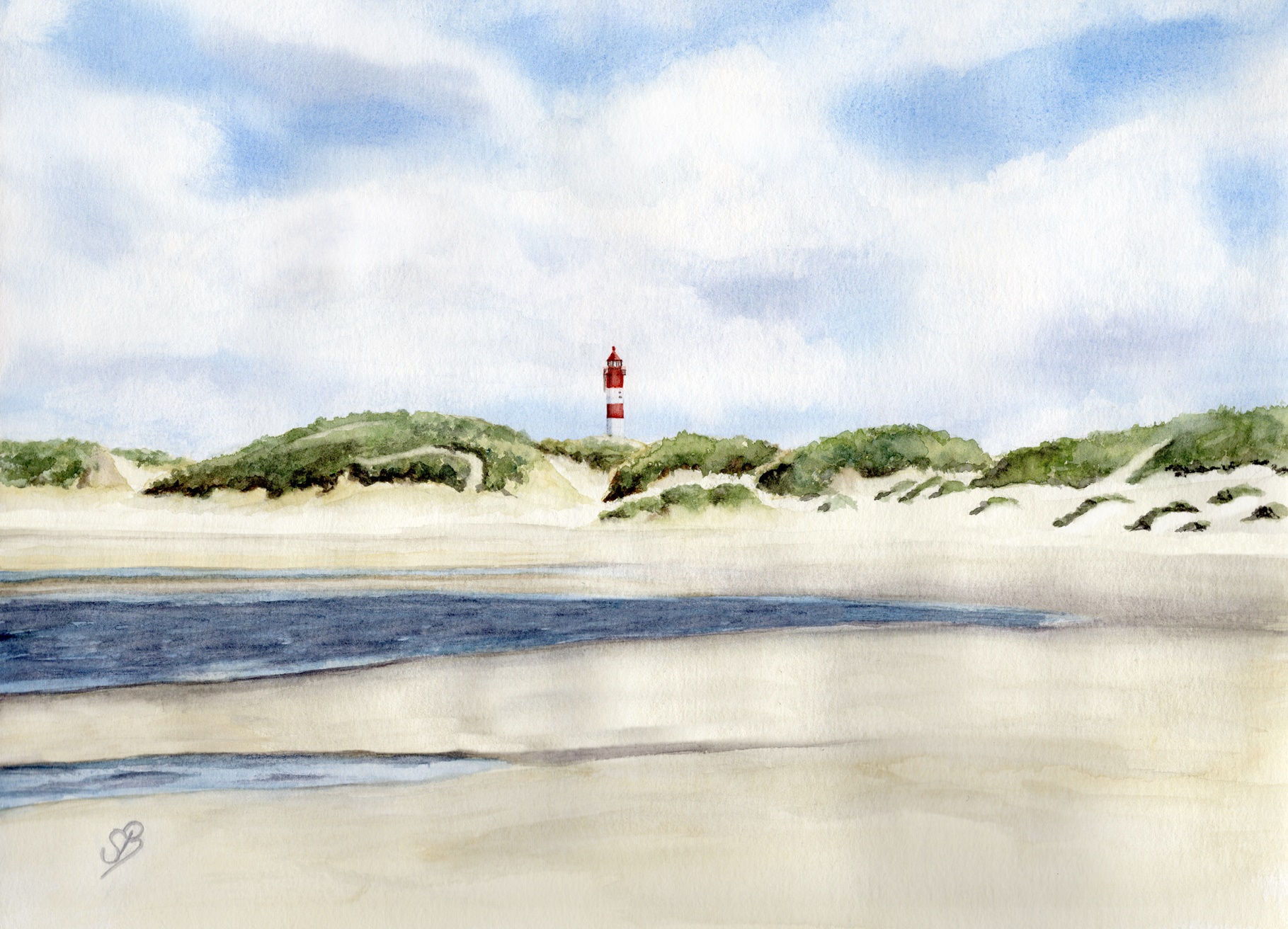 Amrum 2- Leuchtturm vom Wasser aus